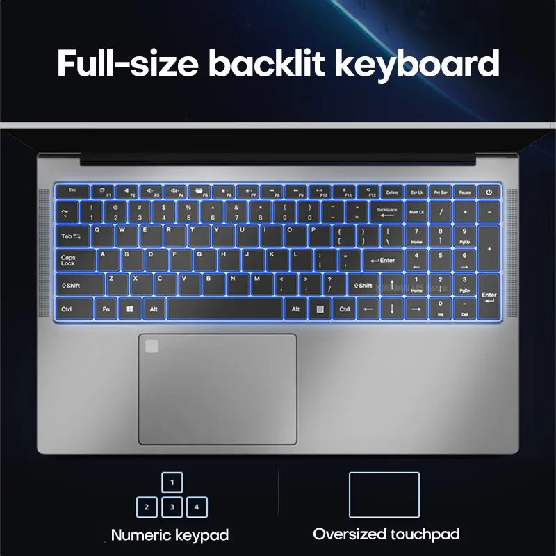 17.3" Gaming Laptop Computer PC Windows 11 Pro Intel Celeron N5095 Laptops Discrete Graphics 16GB DDR4 1TB SSD Notebook PC Gamer