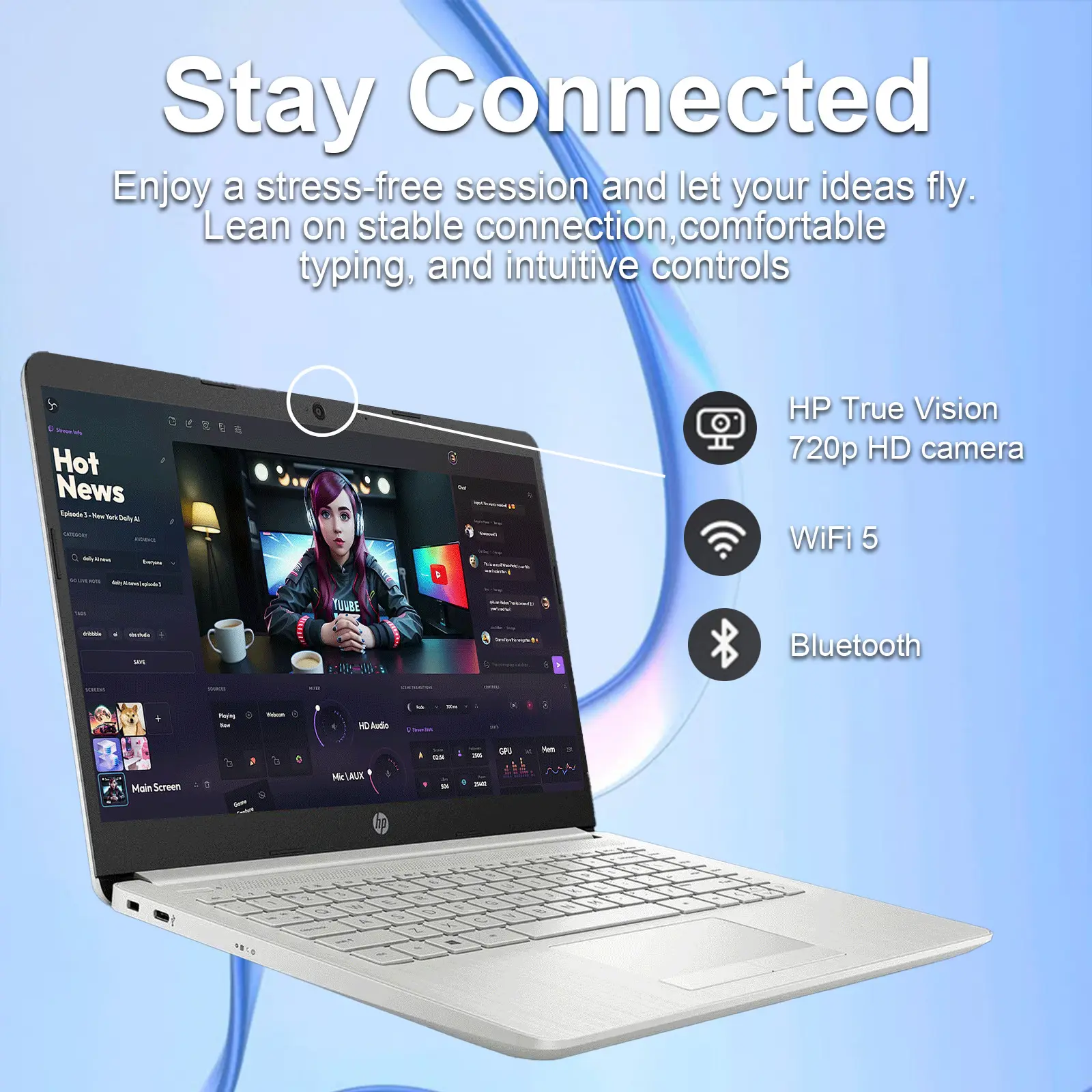 HP 14" Sutdent Laptop, Up to 16GB RAM, Up to 384GB Storage, Intel Celeron N4120, HD Webcam, 1-Year Office 365, Win 11 H, Silver