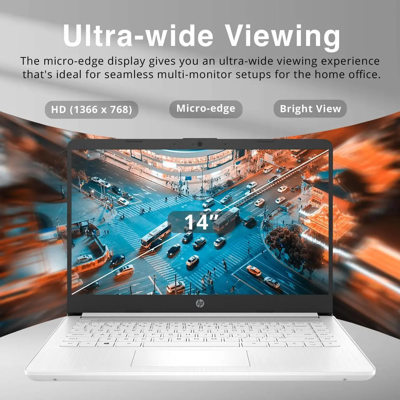 HP 14" Sutdent Laptop, Up to 16GB RAM, Up to 384GB Storage, Intel Celeron N4120, HD Webcam, 1-Year Office 365, Win 11 H, Silver