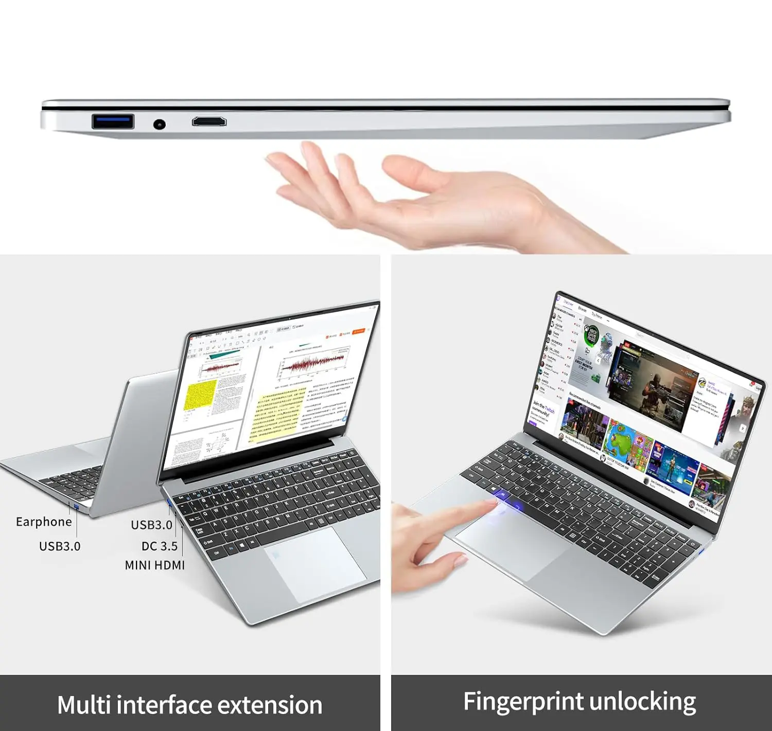 15.6 inch Laptop Computer Intel Celeron N5095 Notebook PC Gamer 16GB DDR4 1TB SSD Office Study PC Windows 11 Pro 1080P Laptops