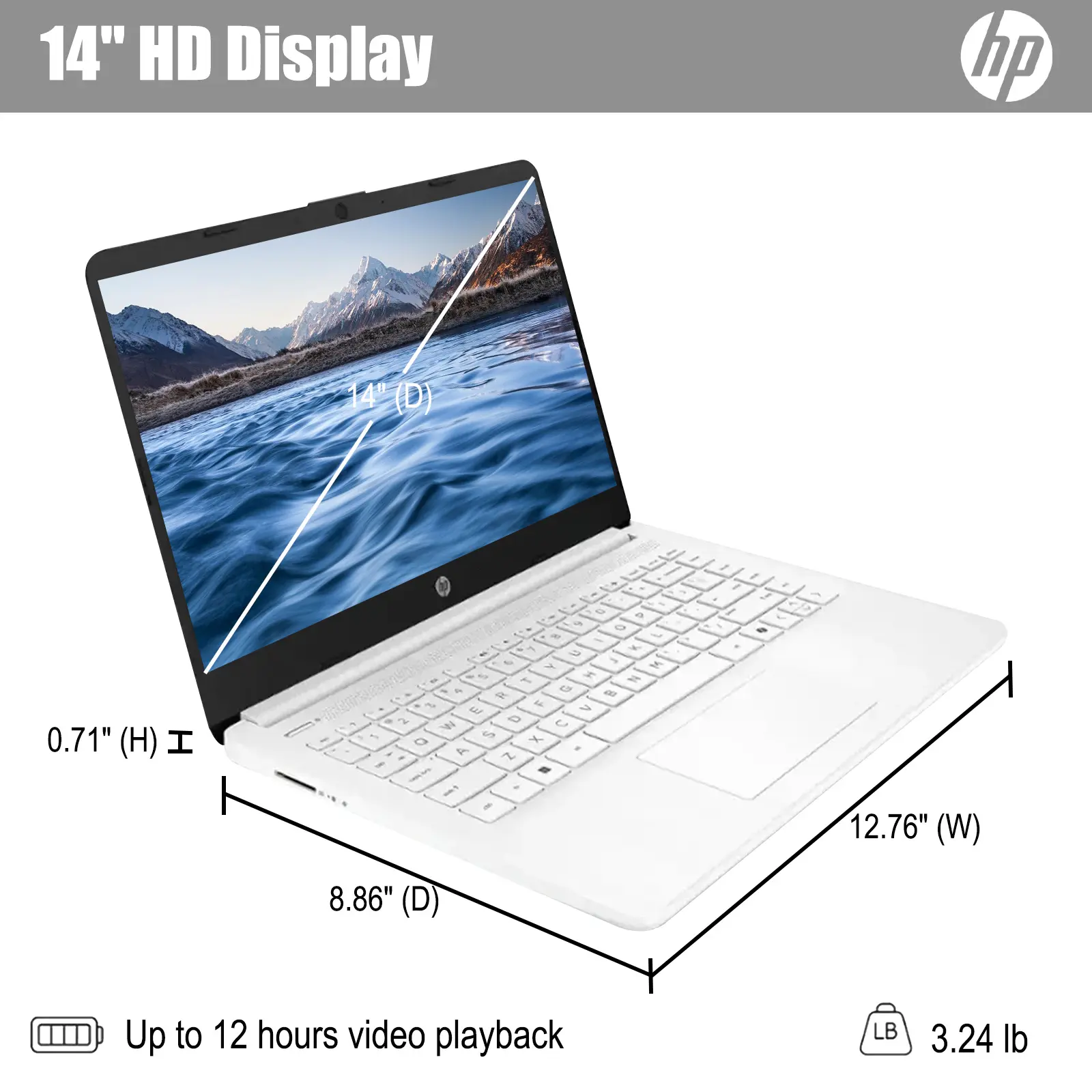 HP 14" Student Laptop, Intel Celeron N4500, Up to 16G RAM, Up to 320GB Storage, 1 Year Office 365, Windows 11 Pro
