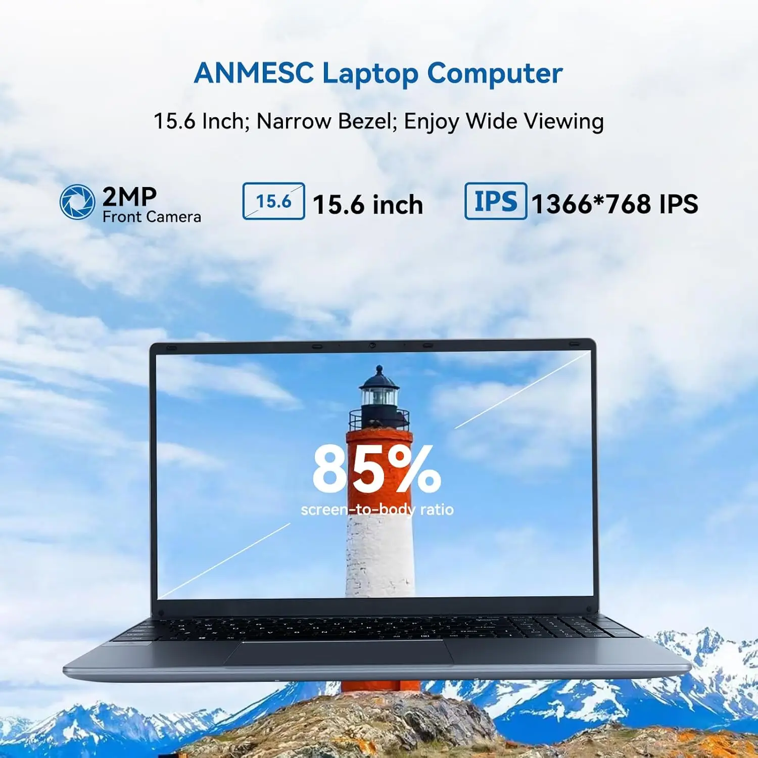 Notebook 15.6 Inch Laptop Windows 11 1366 * 768 Cheap Portable Intel Celeron N5095 Quad-Core Processors Laptop 8 RAM 256GB ROM