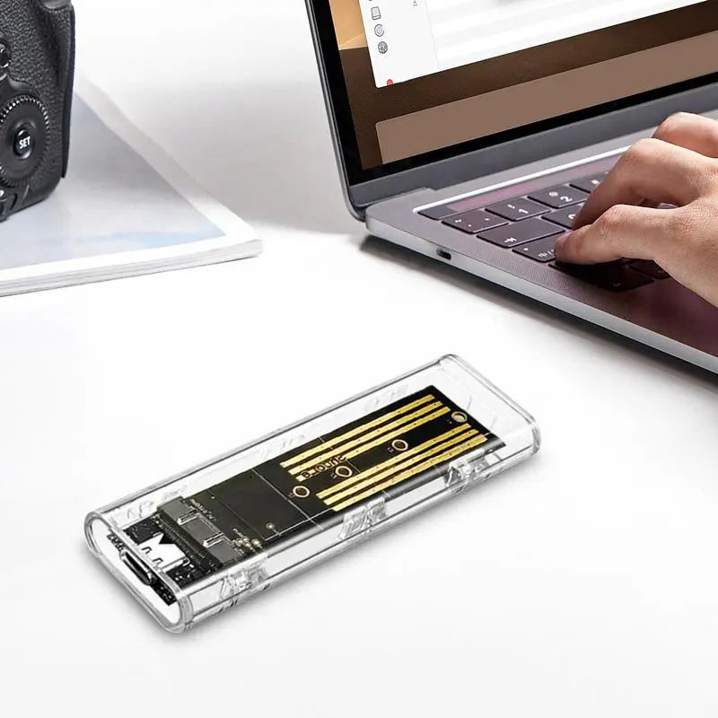 External Hard Drive Case Transparent Hard Disk Enclosure 5Gbps Transfer Speed Portable External SSD Storage Box HDD Accessory