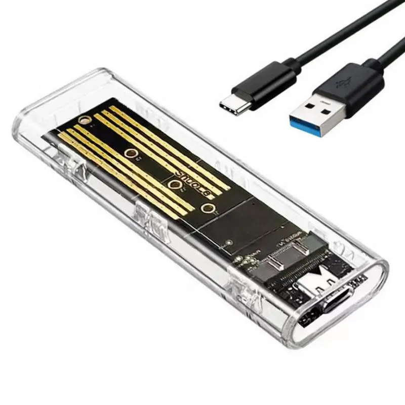 External Hard Drive Case Transparent Hard Disk Enclosure 5Gbps Transfer Speed Portable External SSD Storage Box HDD Accessory