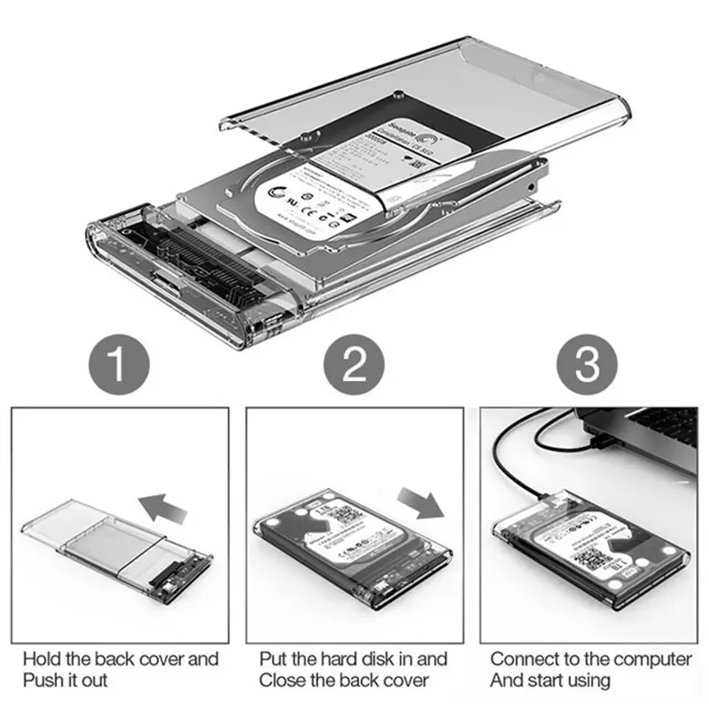 Hard Disk Boxs USB 3.0 type C 3.1  to SATA III Hard Disk Case 2.5 Inch HDD SSD Shell External Enclosure Hard Drive Disk Box