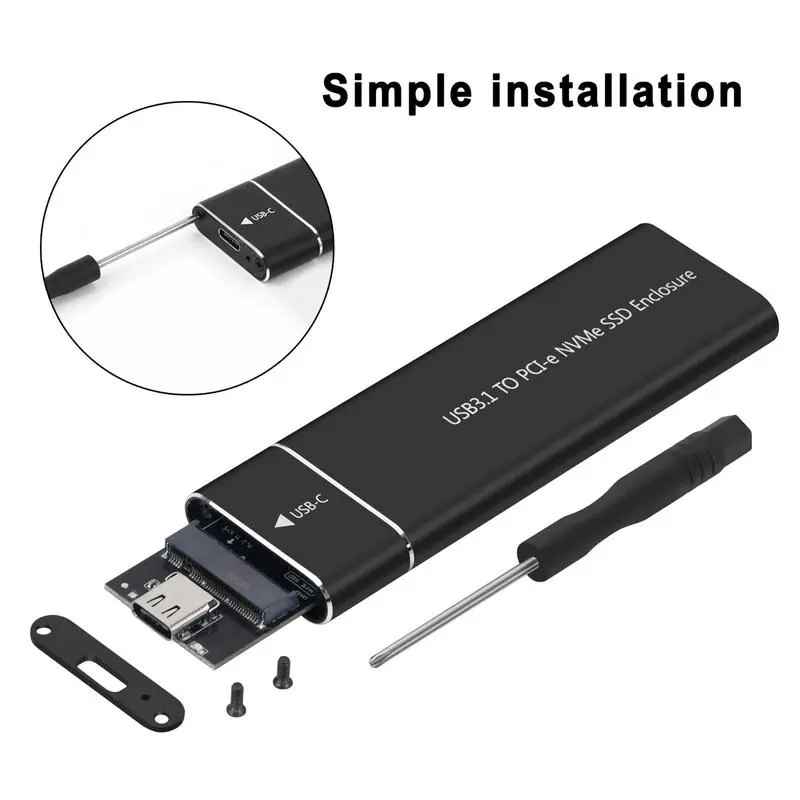 NVMe M2 SSD Enclosure External Case SSD NVME Enclosure PCIE 10Gbps USB 3.1 Gen2 USB C Adapter Aluminum Box M.2 NVMe SSD Case
