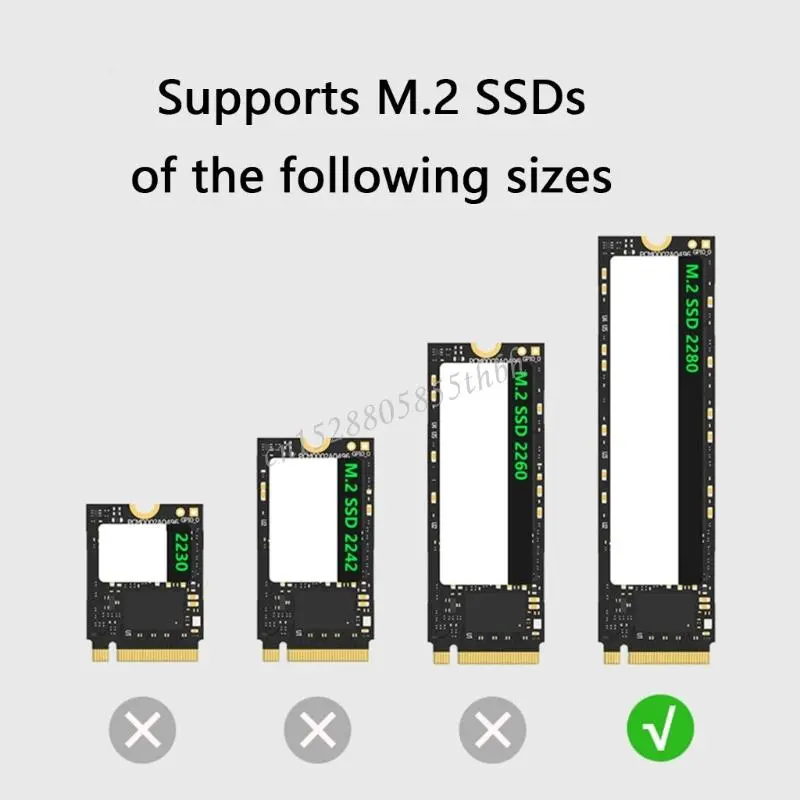 M.2 2280 Enclosure for NVMe Drive 10Gbps Installation Hard Drive Box with LED Y4QD