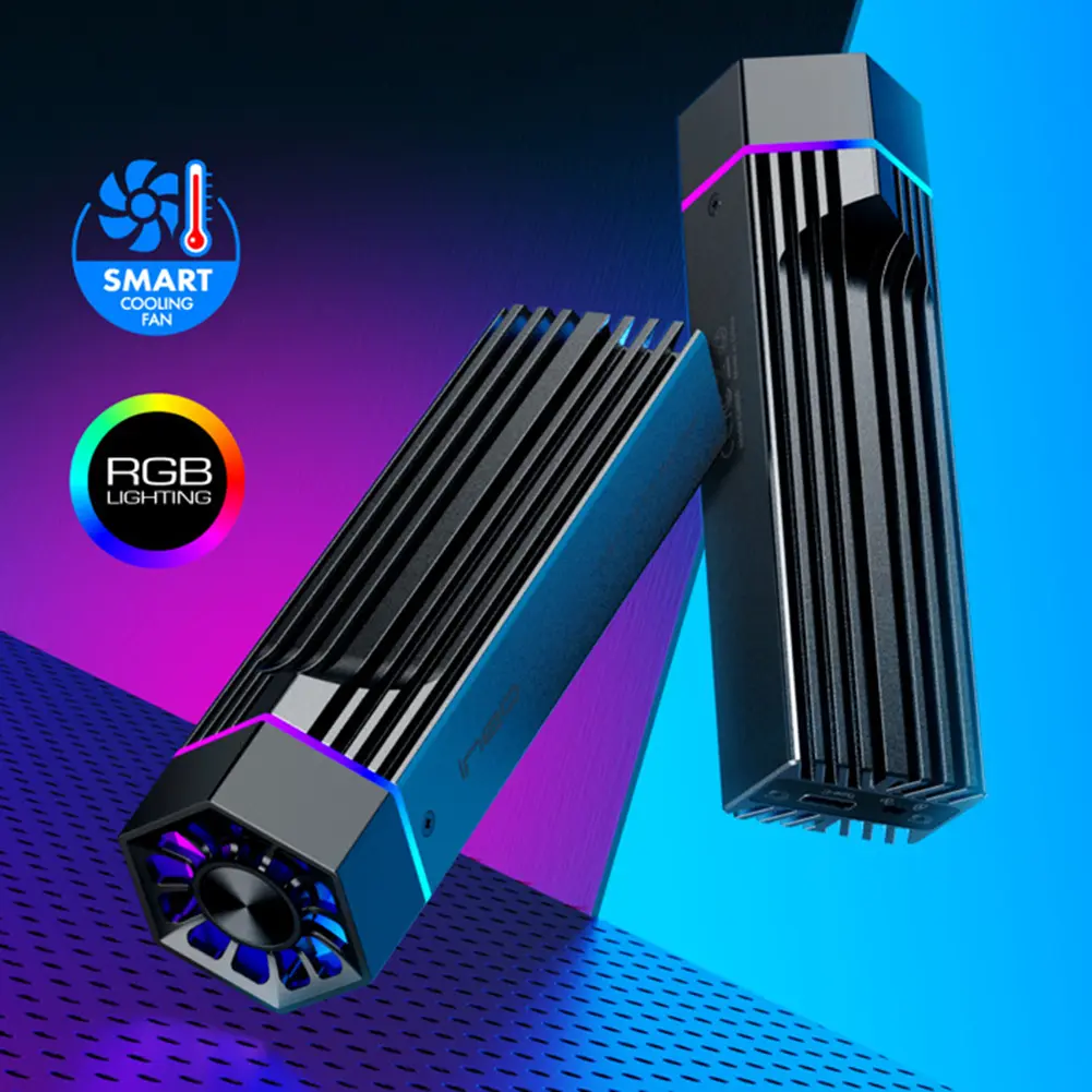 RGB SSD Case Box M.2 NVME PCI-E To USB3.1 Gen2 Type-C JMS583 10Gbps SSD Case Radiator High Speed for 2280/2260/2242/2230 M.2 SSD