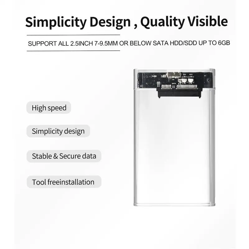 USB 3.0/2.0 toSATA III Hard Disk Case for 2.5 inch HDD SSD External Hard Drive Enclosure Harddisk Boxs Support SSD/HDD Box