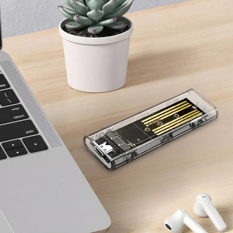 Hard Drive Case Clear SSD Box Portable 5Gbps External SSD Storage Case HDD Box Accessory For Data Backup Transfer