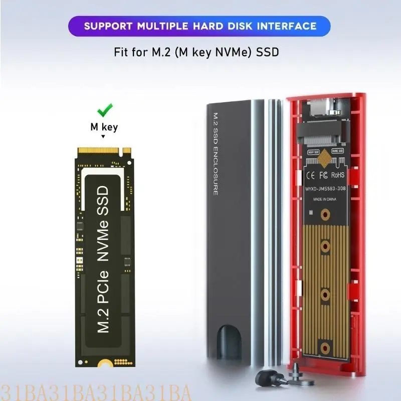 652F SSD Case- Box Support NVME PCIE  to USB Type-C 3.1 SSD Adapter for Hard Drive Disk Box  SSD Case- Enclosure