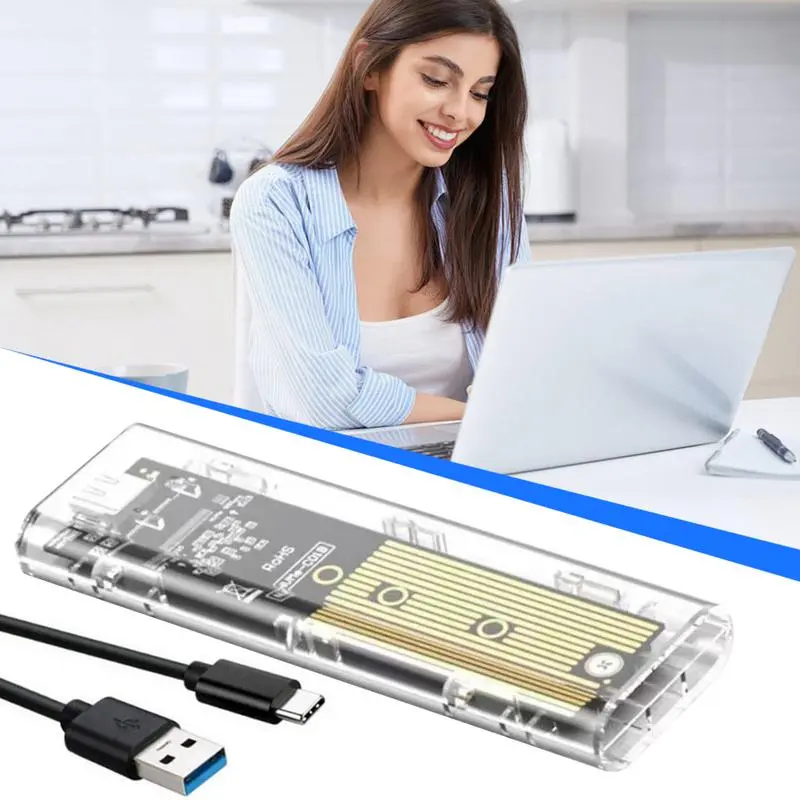Hard Drive Case Clear SSD Box Portable 5Gbps External SSD Storage Case HDD Box Accessory For Data Backup Transfer