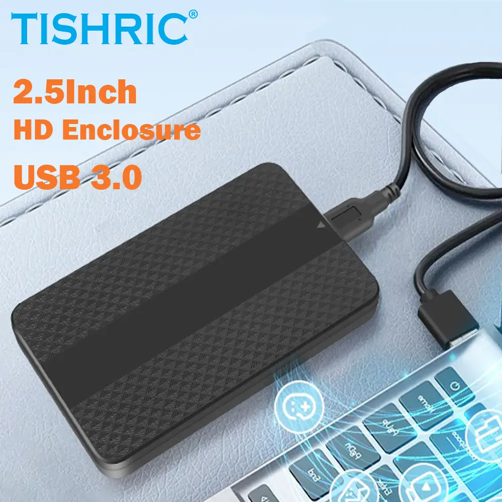 TISHRIC External Hard Drive Enclosure USB3.0 to SATA Hard Disk 2.5Inch External Case Portable HDD Box for Gaming PC Laptop PS5/4