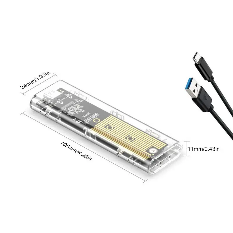 Hard Drive Case Clear SSD Box Portable 5Gbps External SSD Storage Case HDD Box Accessory For Data Backup Transfer