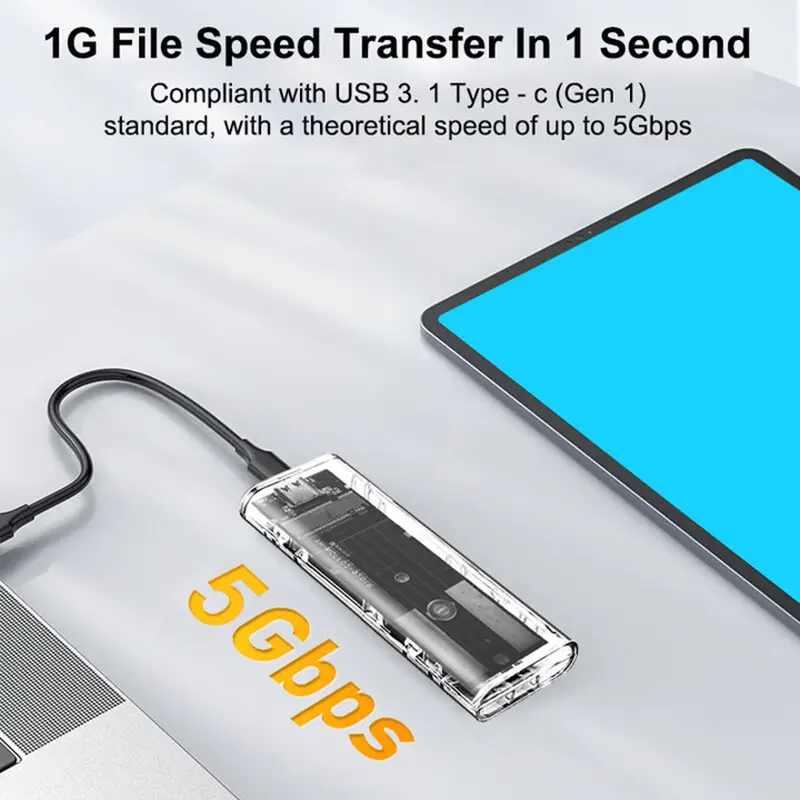 M.2 SSD Case NGFF SATA Hard Disk Box Type C USB 3.1 Transparent External SSD Case For 2230 2242 2260 2280 NGFF M.2 Harddisk Case