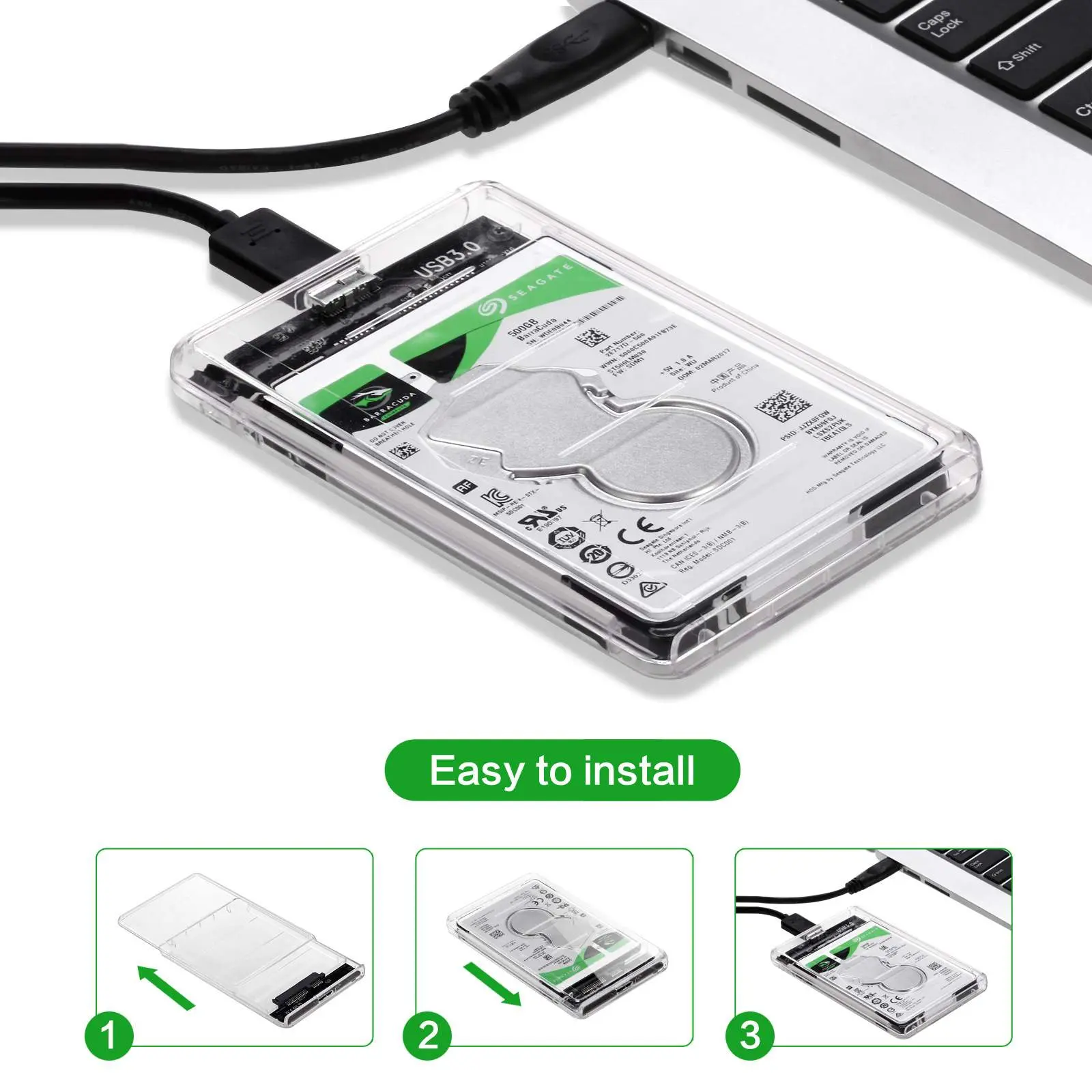USB 3.1 HDD Enclosure 2.5 inch SATA SSD Hard Drive Case with 5Gbps Transfer Speed Mobile External Housing Harddisk Boxs Cable