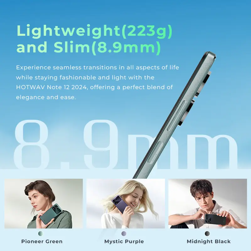 HOTWAV Note 12 2024 Smartphone 6.8'' Large Display Android 14 OS 16(6+10)GB 128GB Mobile Phone 48MP 5160mAh Ultra-Thin Cellphone