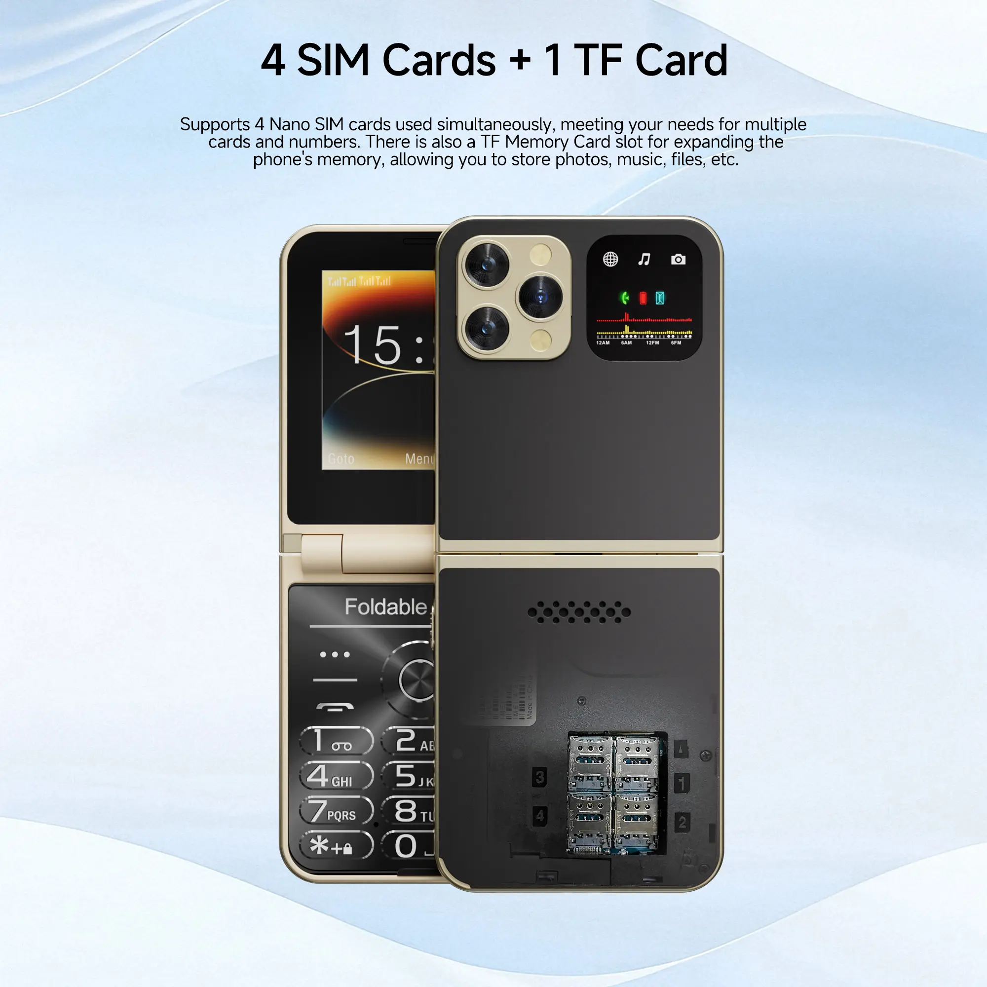 SERVO i16 PRO MAX Flip Mobile Phone 4 SIM Standby Speed Dial Magic Voice Flashlight Call Recording 2G GSM Button Fold Cellphones