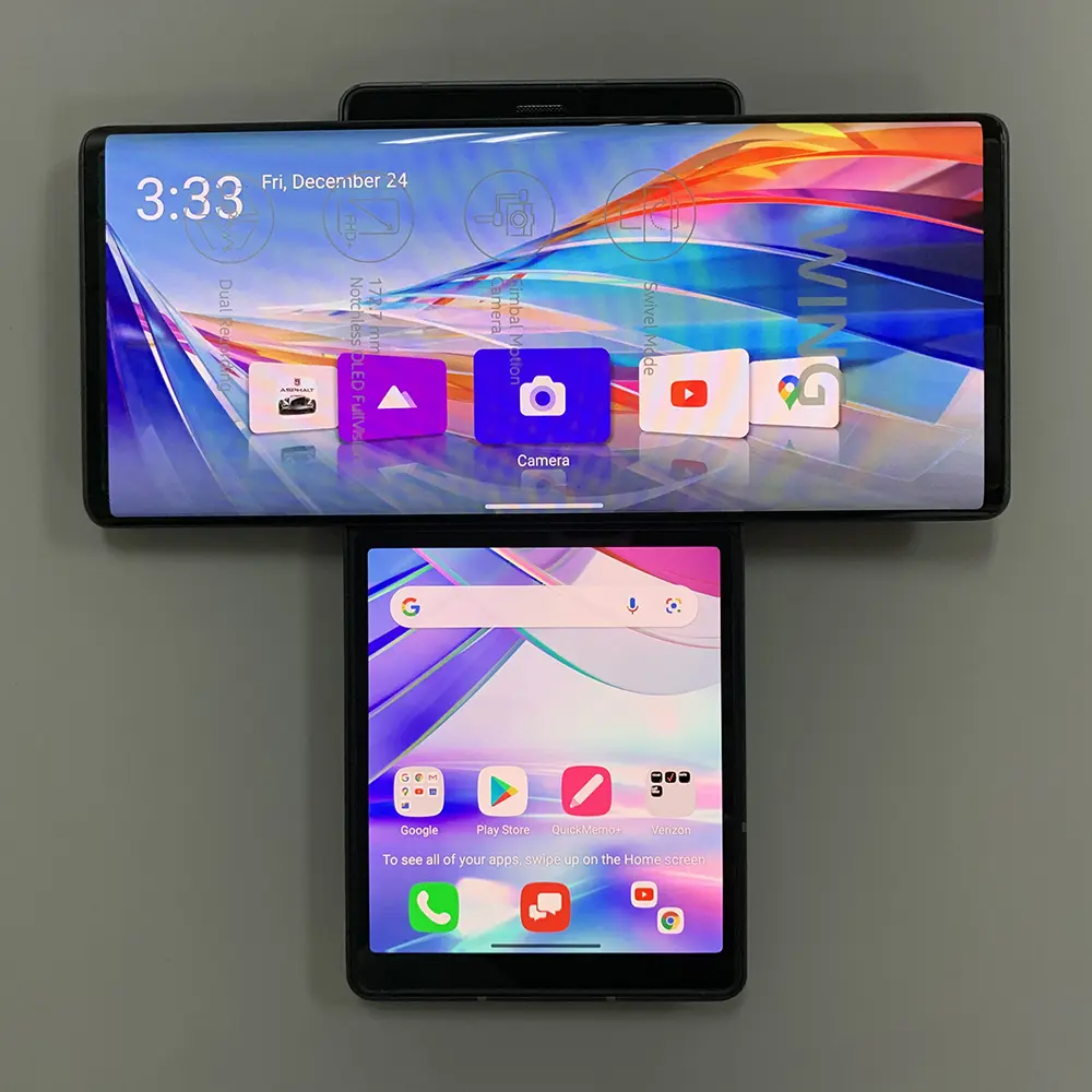 Original LG Wing LMF100N LMF100VM 5G Mobile Phone 8GB RAM 128GB/256GB ROM 6.8 inches Single/Dual SIM Octa Core Android CellPhone