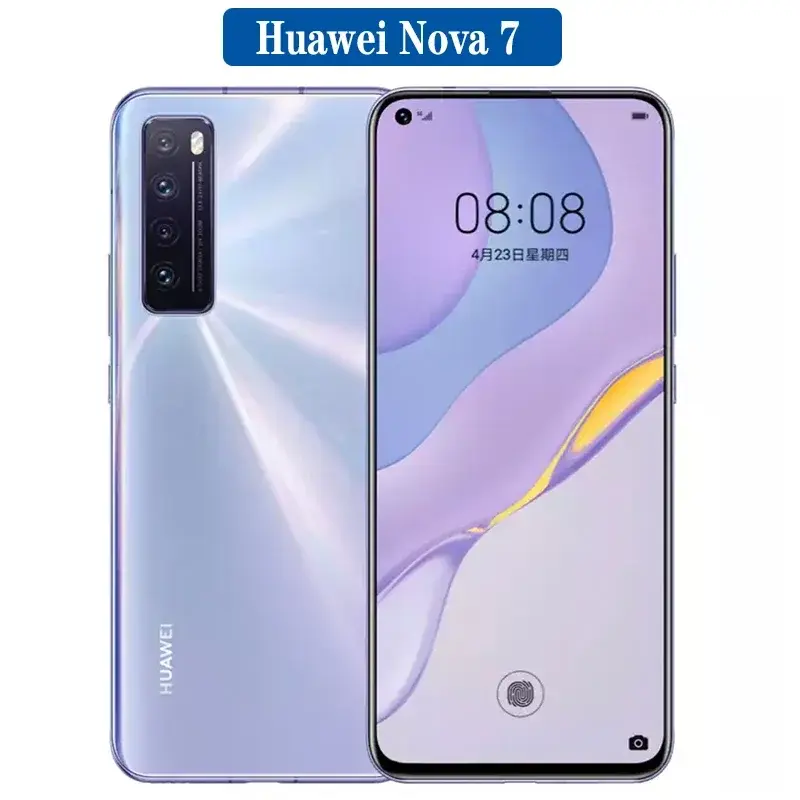 Huawei Nova 7 5G Android Kirin 985 SmartPhone 8GB RAM 128GB 256GB ROM 64MP Quad Rear Cameras 4000mAh 40W SuperCharger used phone