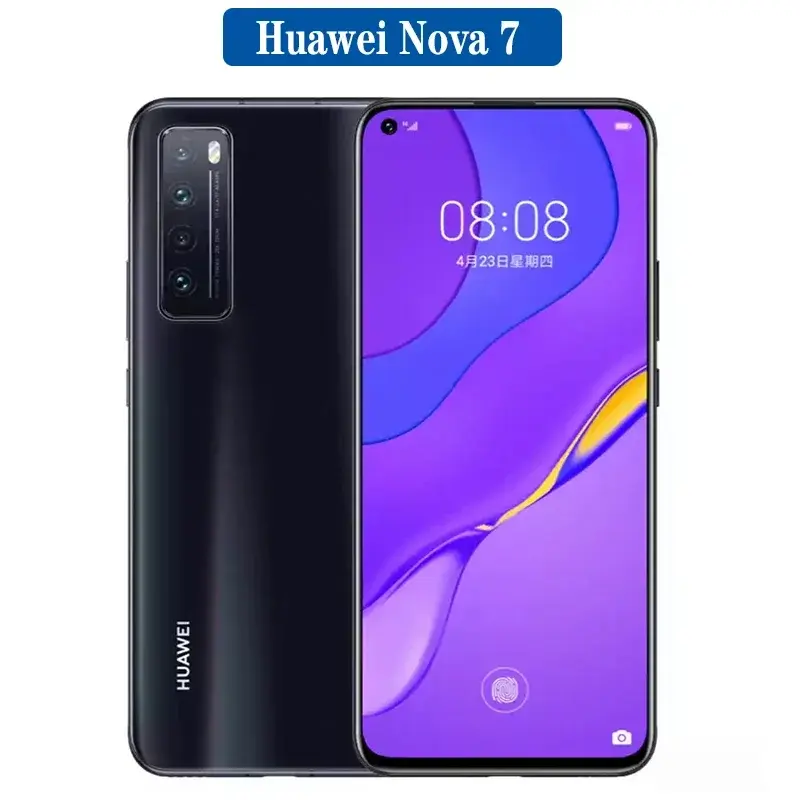 Huawei Nova 7 5G Android Kirin 985 SmartPhone 8GB RAM 128GB 256GB ROM 64MP Quad Rear Cameras 4000mAh 40W SuperCharger used phone