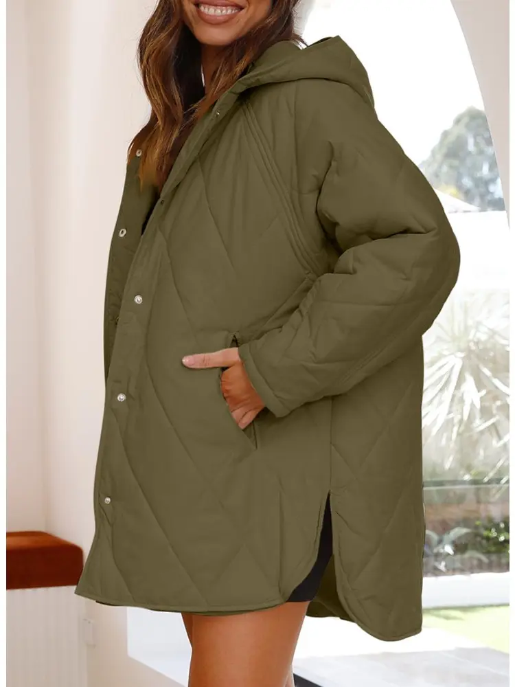 Comemore Oversized Warm Down Coats Parkas Women's Casual Lightweight Fleece Jackets Autumn Winter Hooded Padded Jacket  Cardigan