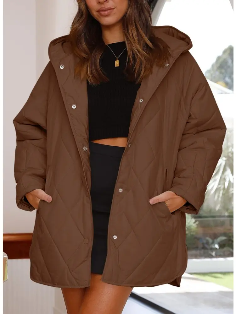 Comemore Oversized Warm Down Coats Parkas Women's Casual Lightweight Fleece Jackets Autumn Winter Hooded Padded Jacket  Cardigan