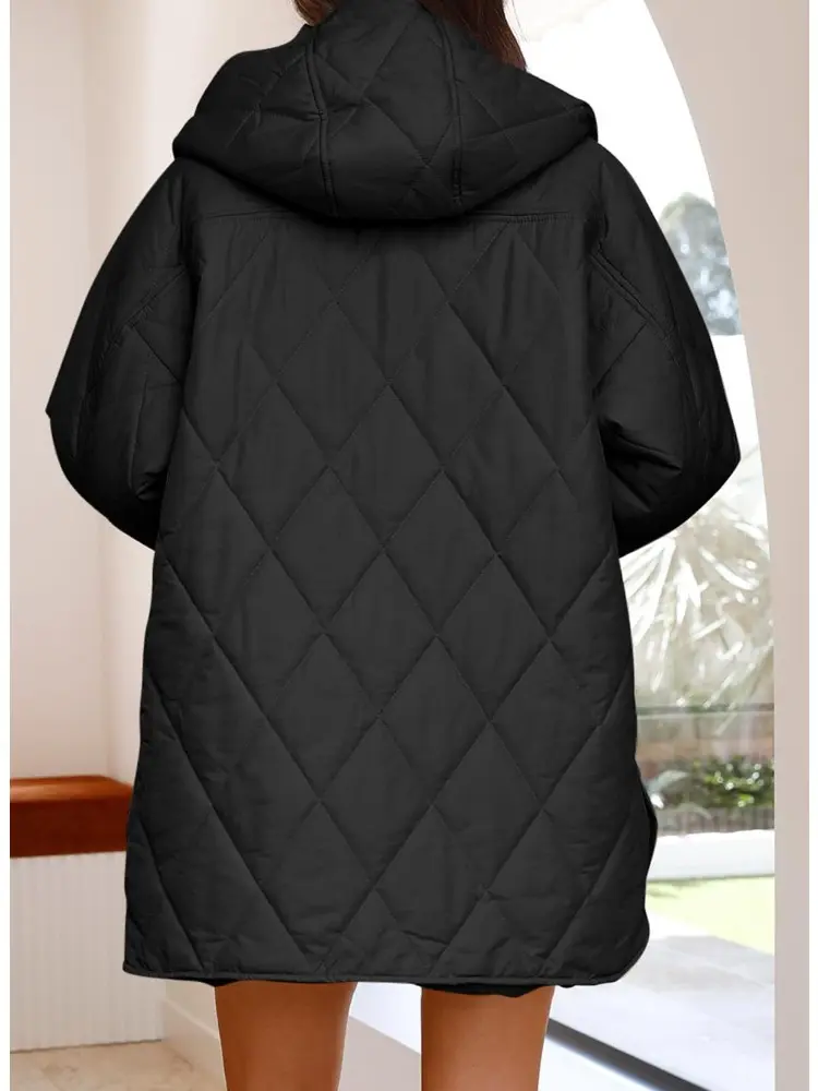 Comemore Oversized Warm Down Coats Parkas Women's Casual Lightweight Fleece Jackets Autumn Winter Hooded Padded Jacket  Cardigan