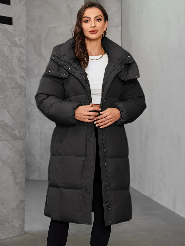 Cinemore Women's jacket long Fashion Grace women winter down jackets Zipper pocket with belt parka high quality outwear 9110
