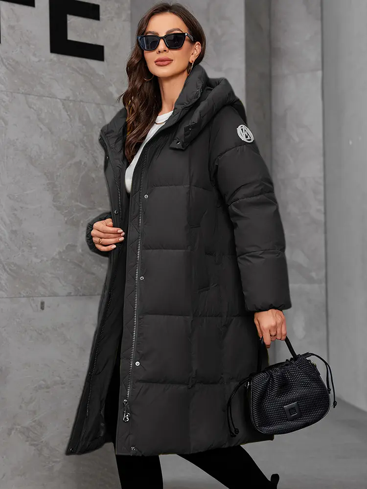 Cinemore Women's jacket long Fashion Grace women winter down jackets Zipper pocket with belt parka high quality outwear 9110