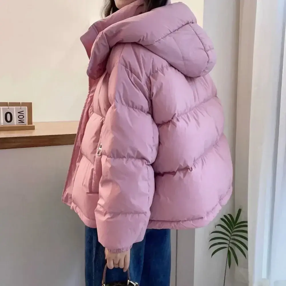 Fashion Parkas Jacket Women's Korean 2024 New Autumn Winter Loose Hooded Thicken Warm Down Cotton Padded Short Coats Female Tops