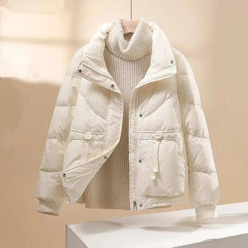 Korean Fashion Warm Coat Female Sweet Short Padded Coats Ladies Oversized Loose All-Match Outerwear Winter Cotton Parkas Women