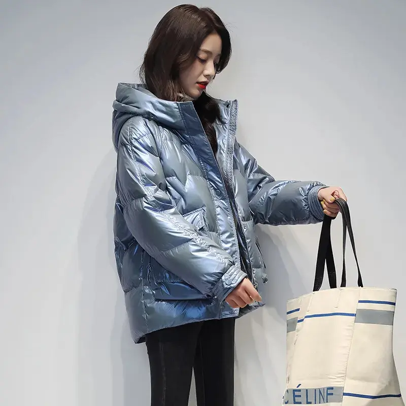 Short Down cotton Jacket For women's Winter 2025 New Glossy Fashion Loose Thick Coat Female Casual Cotton Hooded Parka Jackets