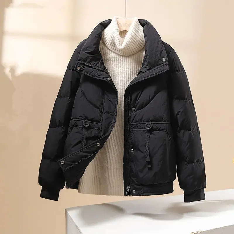 Korean Fashion Warm Coat Female Sweet Short Padded Coats Ladies Oversized Loose All-Match Outerwear Winter Cotton Parkas Women