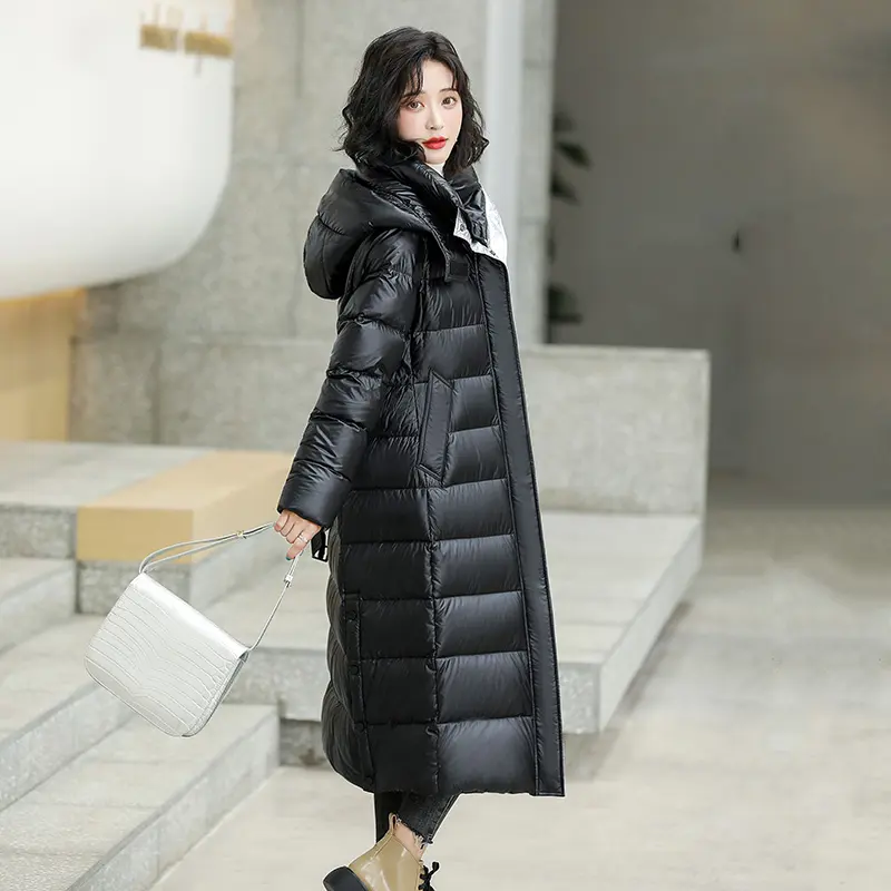 Shascullfites Melody Down Jacket Women 2024 New X-long Hooded Fashion Slim Fit Waistband Very Warm Woman Winter Coats