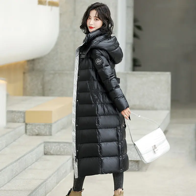 Shascullfites Melody Down Jacket Women 2024 New X-long Hooded Fashion Slim Fit Waistband Very Warm Woman Winter Coats