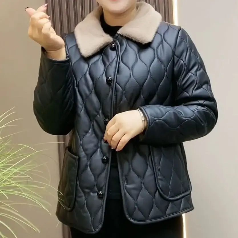 New Hot Sale Of The Season Fashion Mom Coat Autumn Winter Thickened Cotton Jacket Casual Women's Small Cotton Clothes Warm Styli