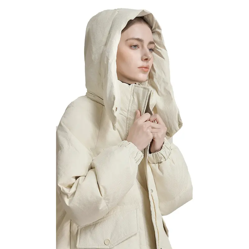 CLARKE QUEEN Long Down Jacket for Women Winter Duck Down Coat Hooded Over-the-Knee Casual Thickened Fitted Padded Puffer Coat
