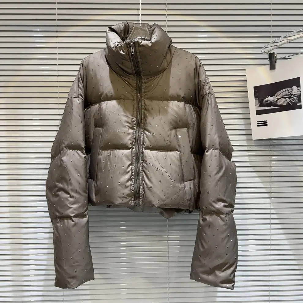 Winter Stand Zipper Parka Jacket Women Warm Snow Coat Loose Long Sleeve Cotton Parka Female Padded White Duck Down Jacket Clothe