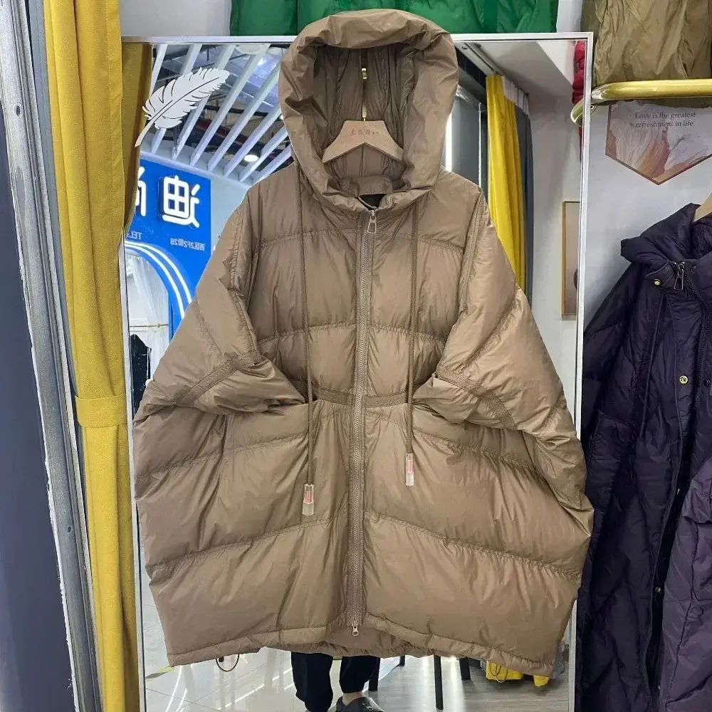 2024 New Autumn Winter Down Jacket Oversize White Duck Coat Women Casual Loose Warm Outerwear Hood Korean Style Coat Office Lady