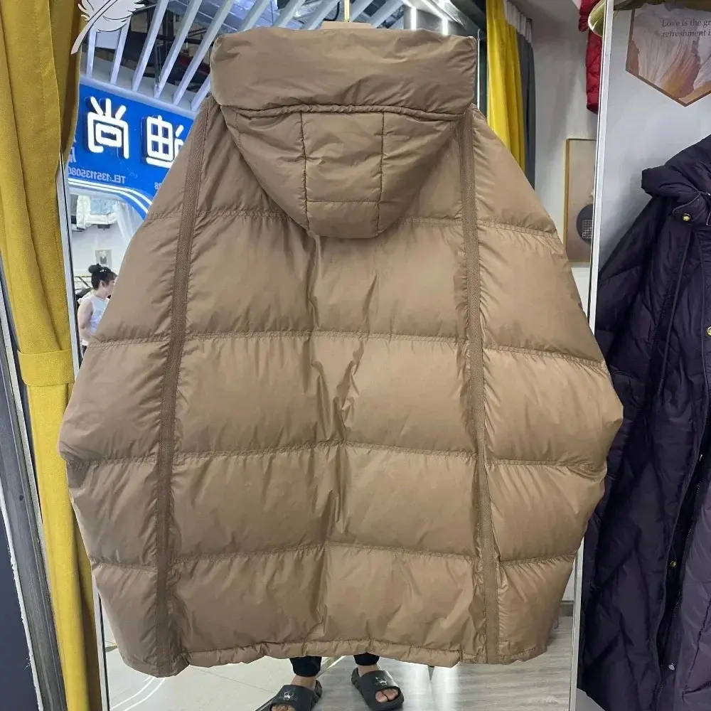 2024 New Autumn Winter Down Jacket Oversize White Duck Coat Women Casual Loose Warm Outerwear Hood Korean Style Coat Office Lady