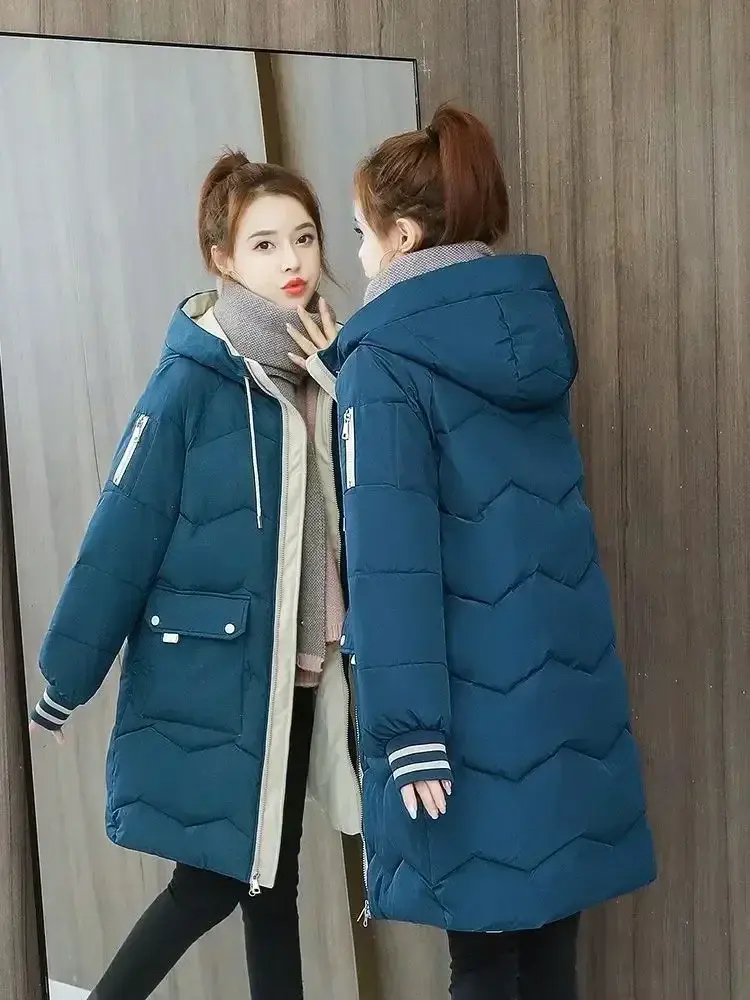 2025 Winter Women Jacket Coats Long Parkas Female Down Cotton Hooded Overcoat Thick Warm Jackets Windproof Casual Student Coat