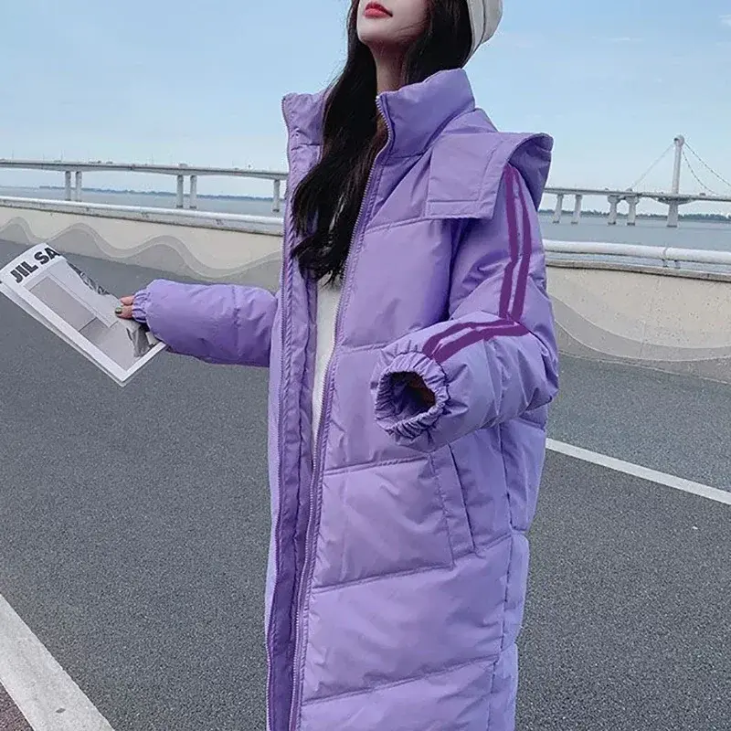 2025 Winter Women Jacket Coats Long Parkas Female Down Cotton Hooded Overcoat Thick Warm Jackets Windproof Casual Student Coat