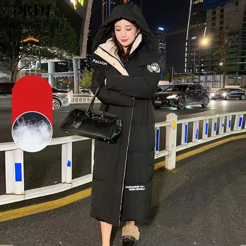 2025 New Winter Down Cotton-Padded Coat Women's Overcoat Fashion Thicke Warm Parka Loose Mid-Length Slimming Hooded Cotton Coat