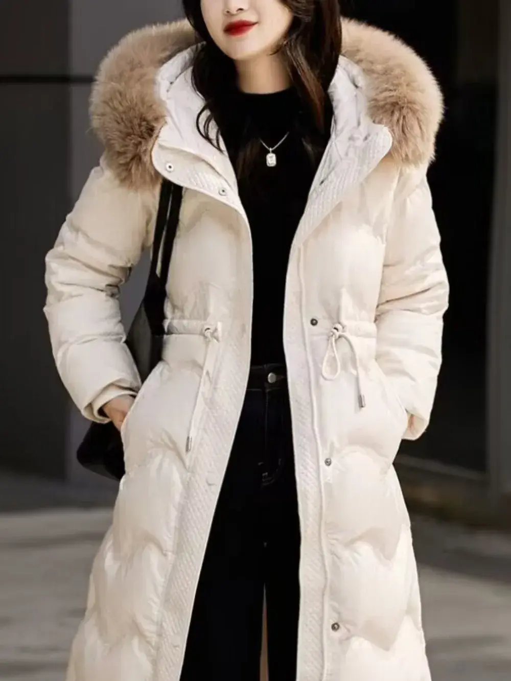 Detachable Fox Fur Collar Premium Winter Women's Down Coat Waist-collar 2024 New Long Hooded Loose Women's Coat