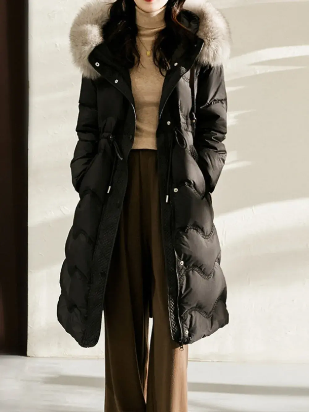 Detachable Fox Fur Collar Premium Winter Women's Down Coat Waist-collar 2024 New Long Hooded Loose Women's Coat