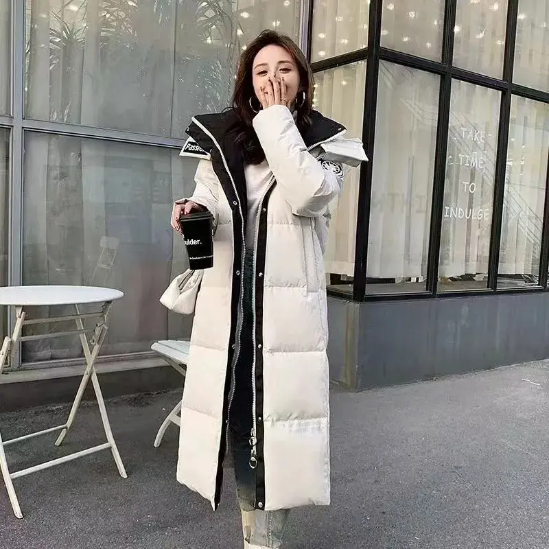 2025 New Winter Down Cotton-Padded Coat Women's Overcoat Fashion Thicke Warm Parka Loose Mid-Length Slimming Hooded Cotton Coat