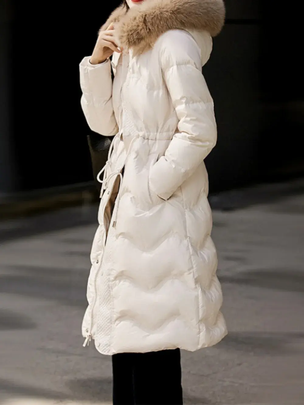 Detachable Fox Fur Collar Premium Winter Women's Down Coat Waist-collar 2024 New Long Hooded Loose Women's Coat