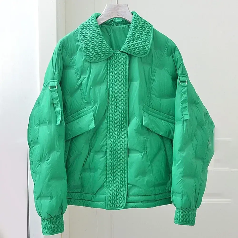 Over Size Puffer Coat Women Loose Outwear Female Turn-Down Collar Casual White Duck Down Jacket 2024 New Autumn Winter