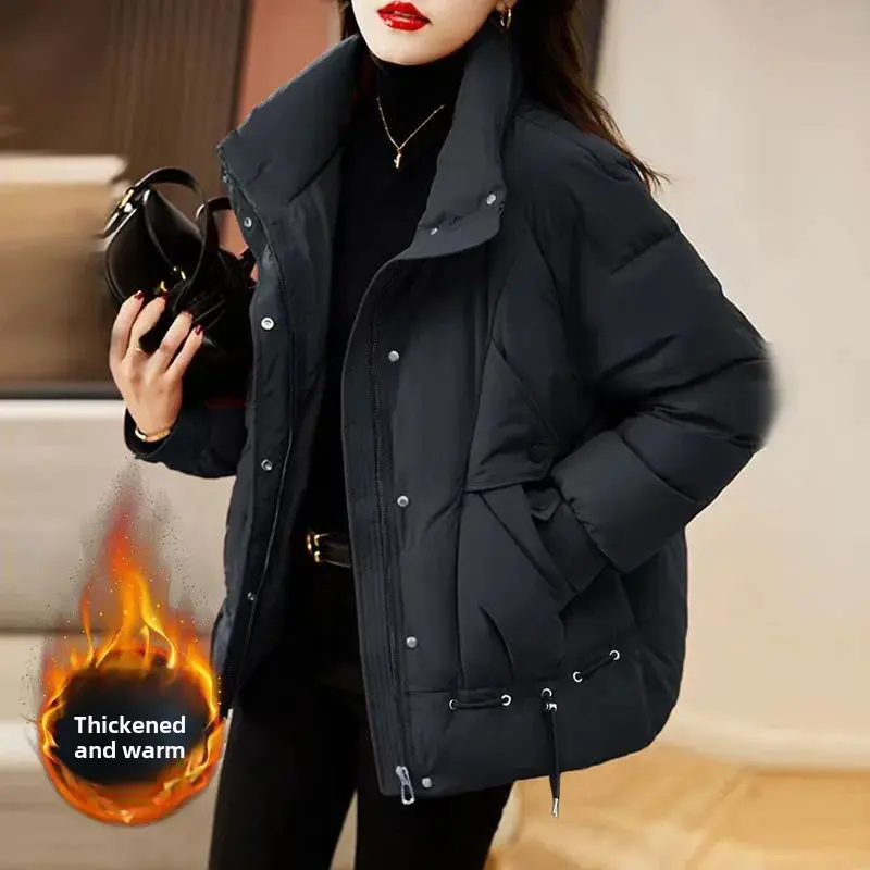DownCotton Padded Coach Women's Cropped 2024 Winter New Fashion Loose Fit Slimming Thickened Warm Jacket Cotton Coat